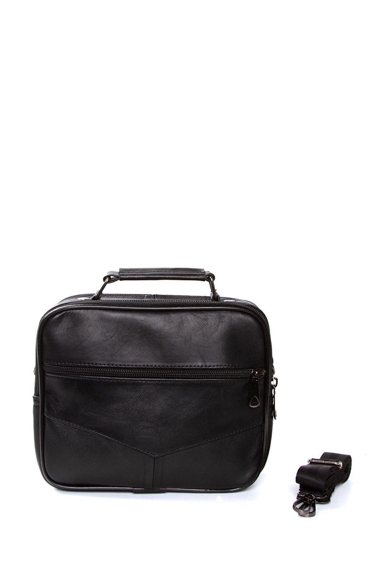 Black Genuine Leather Men'S Phone Wallet Ideal Hand Bag For Carrying Shaving Kit
