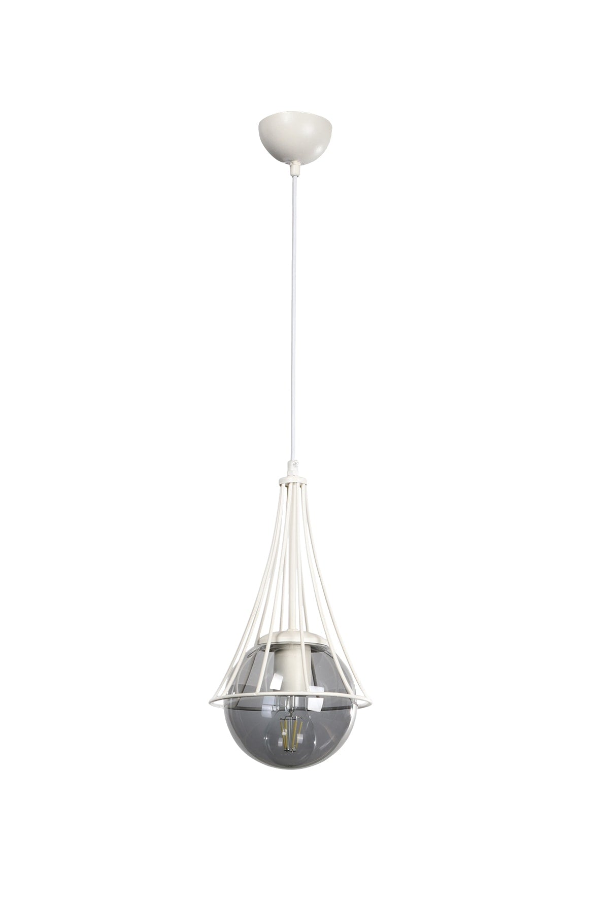 Lapis Single White-Smoked Glop Glass Chandelier