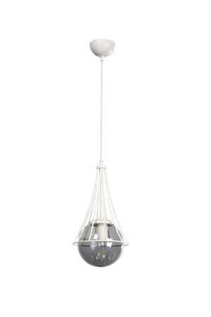 Lapis Single White-Smoked Glop Glass Chandelier