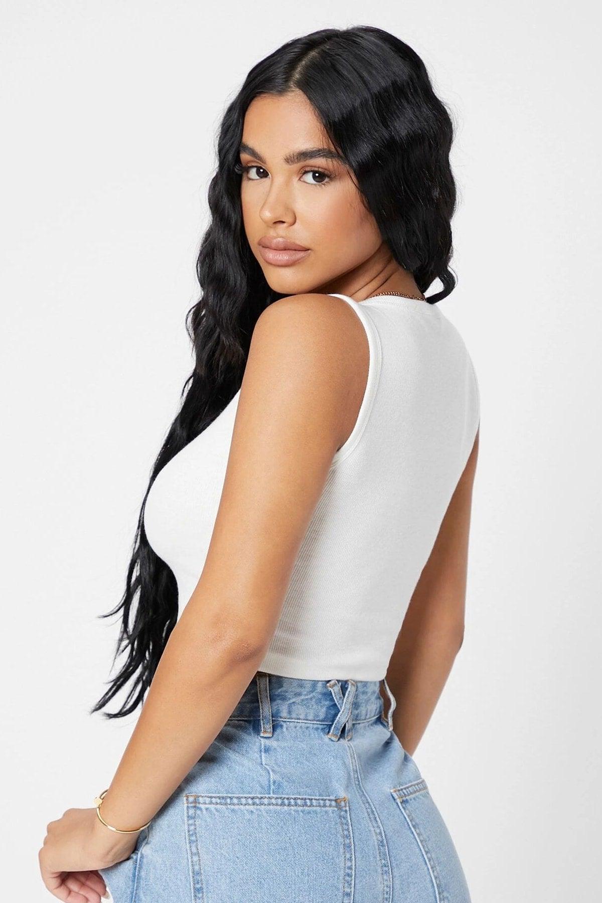 Women's White Square Neck Crop Top Blouse - Swordslife