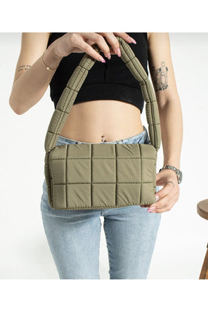 Puff Fabric Cross Shoulder Bag Baguette