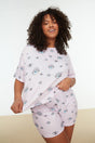 Powder Patterned Knitted Pajamas Set TBBSS22PT0233 - Swordslife