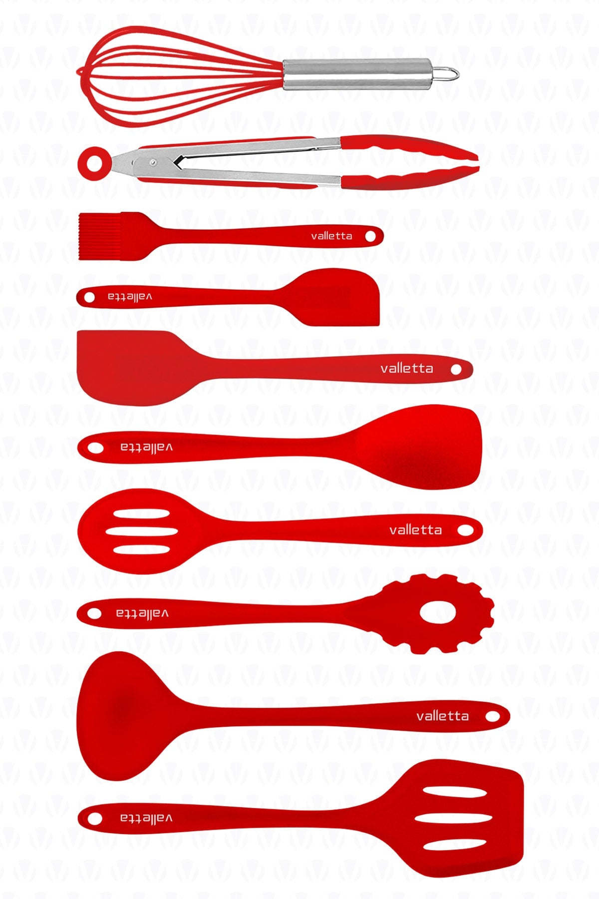 Salvatore Heat Resistant Fireproof Non-Stick Silicone Spatula Set 10 Pieces Red