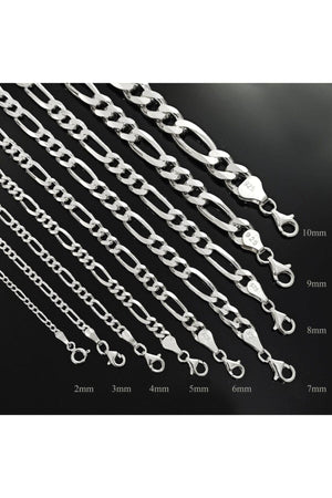 3Mm Figaro Model 925 Sterling Silver Men'S Bracelet Imprint 253882842
