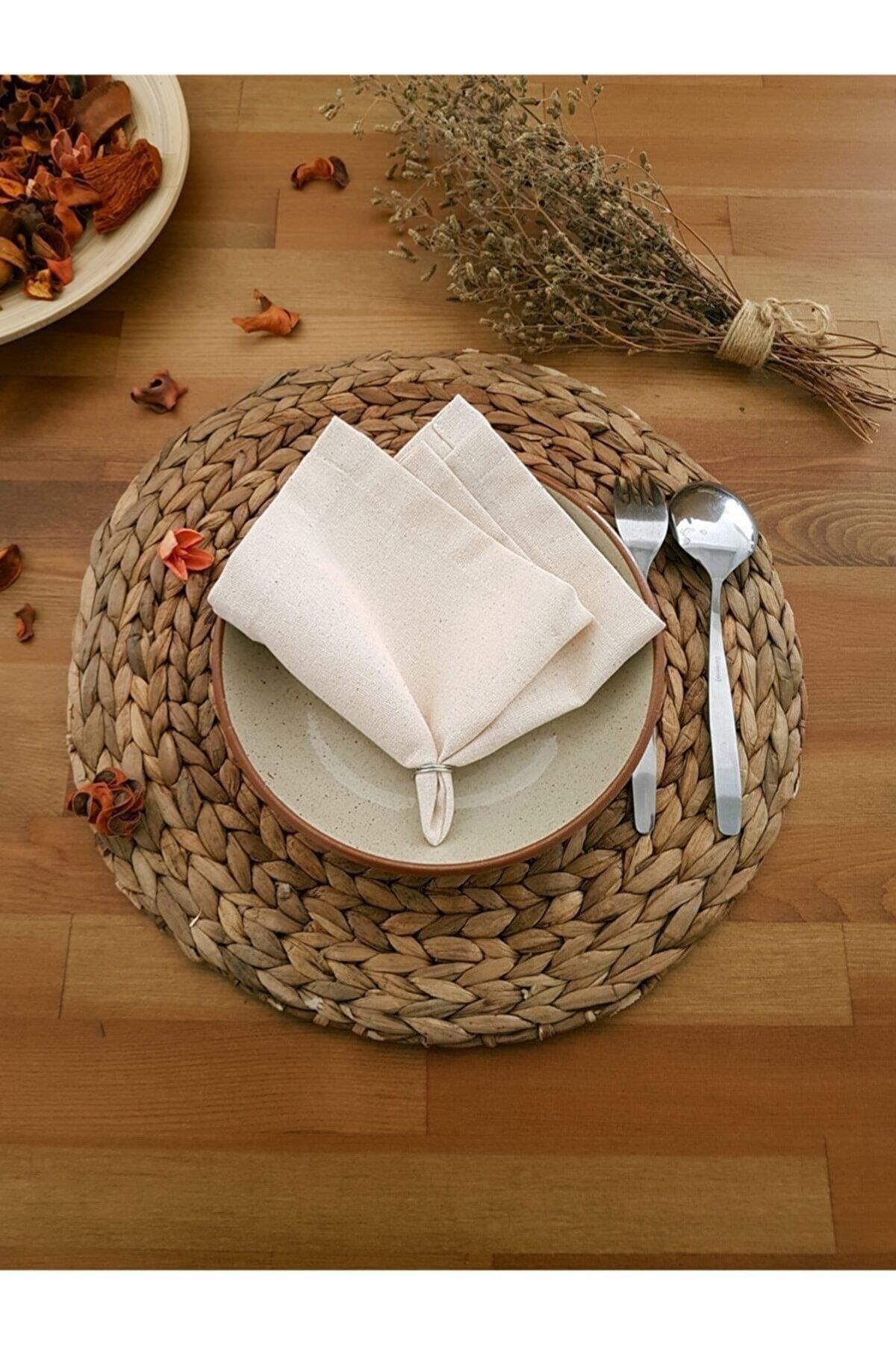 Single Plain Natural Linen Napkin 30 X 30 Cm - Swordslife