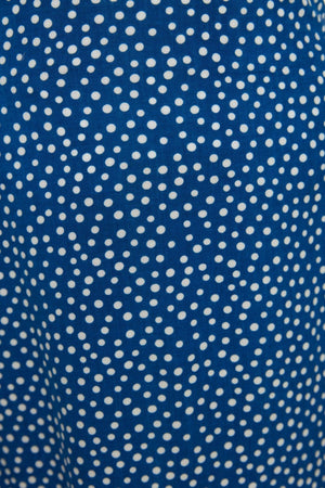 Indigo Polka Dot Patterned Bell Woven Skirt TCTSS22EE0006 - Swordslife