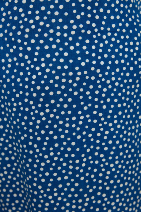 Indigo Polka Dot Patterned Bell Woven Skirt TCTSS22EE0006 - Swordslife
