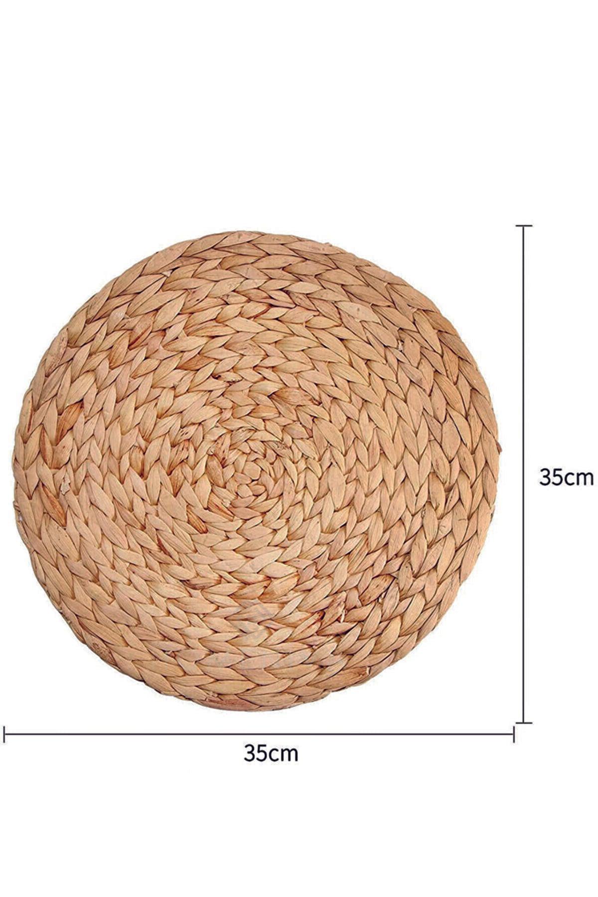 6 Pcs Placemat Wicker Base Round Bamboo Quality 37 Cm Large - Swordslife