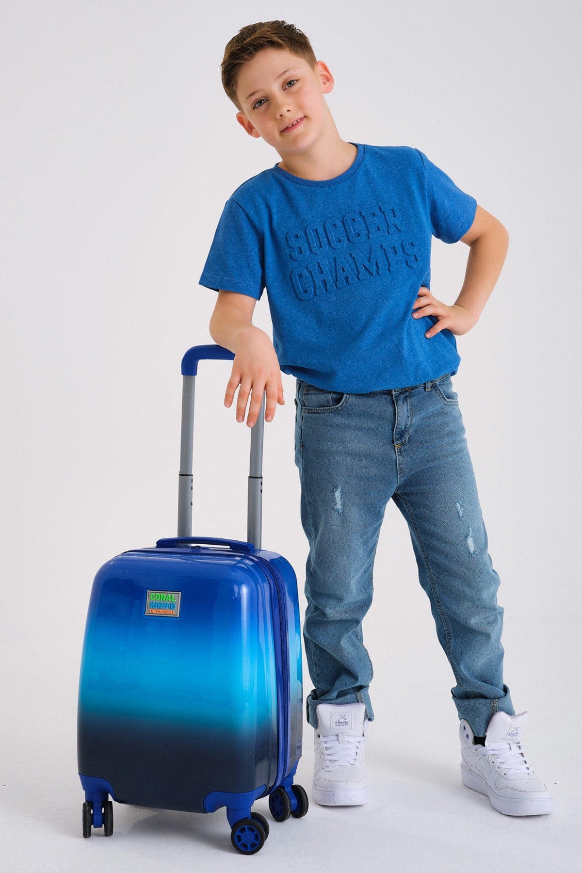 Kids Navy Blue Blue Color Transition Child Suitcase 16736