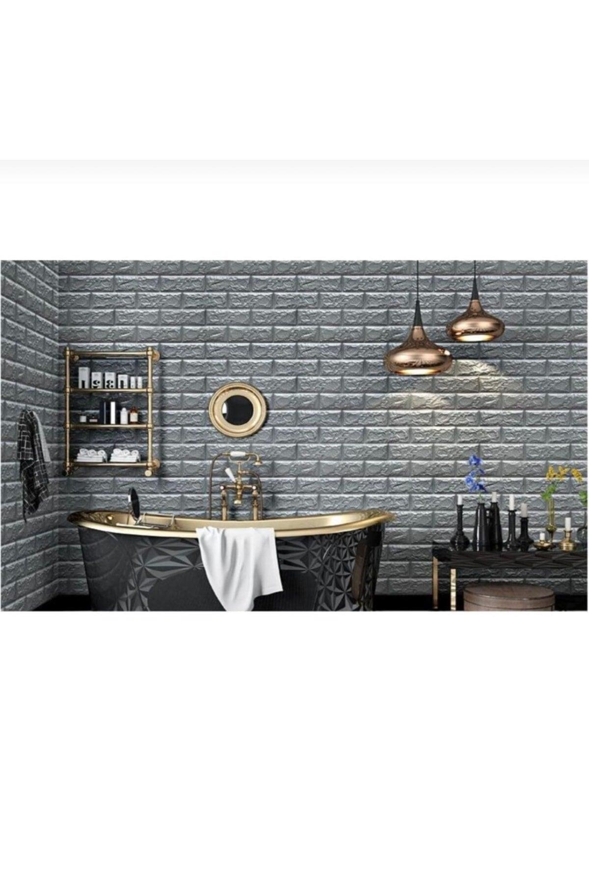 Self Adhesive Wallpaper Panel Flexible Foam Gray Stone Pattern Covering 70x50 - Swordslife