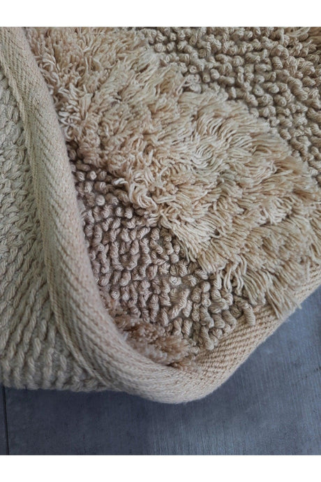 Leaf Beige Natural Cotton Bath Mat 100x100 Cm One Piece Tufting Woven Mat - Swordslife