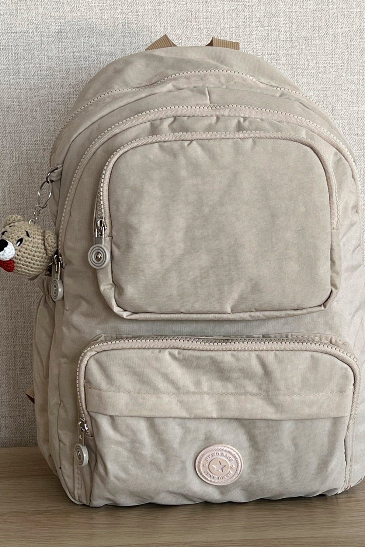 Dirty Cream Backpack School Bag 14 Inch Laptop Travel Bag Duomino 18 Lt 40X30X15Cm
