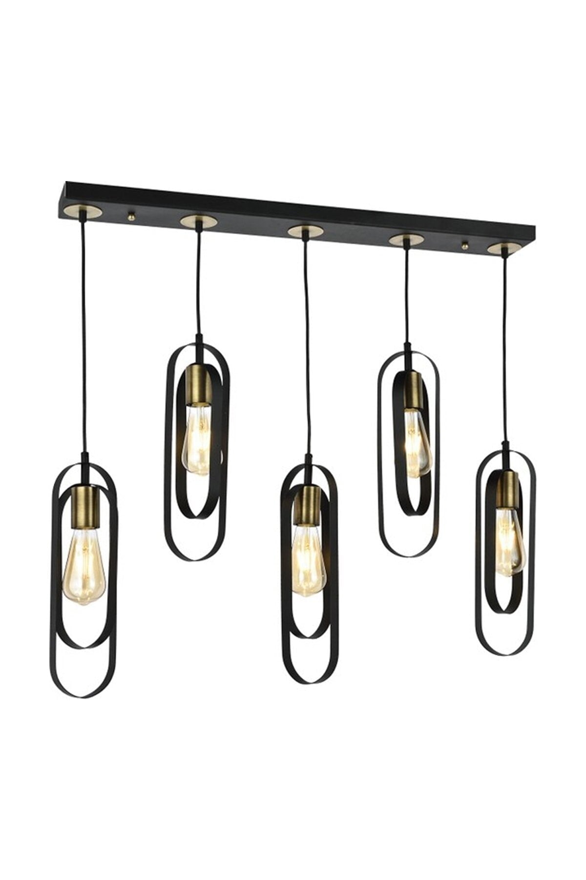 Koza 5 Row Black Modern Young Room Kitchen Retro Living Room Pendant Lamp Chandelier