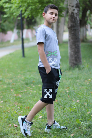 X Printed Men'S Capris Men'S Bottom-Top Tracksuit Set