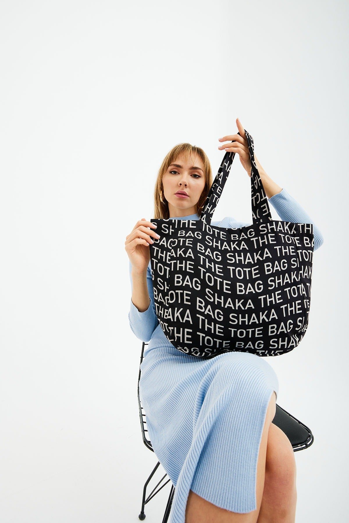 Black U50 Snap Closure The Tote Bag Printed Canvas Fabric Casual Women's Arm And Shoulder Bag U:35