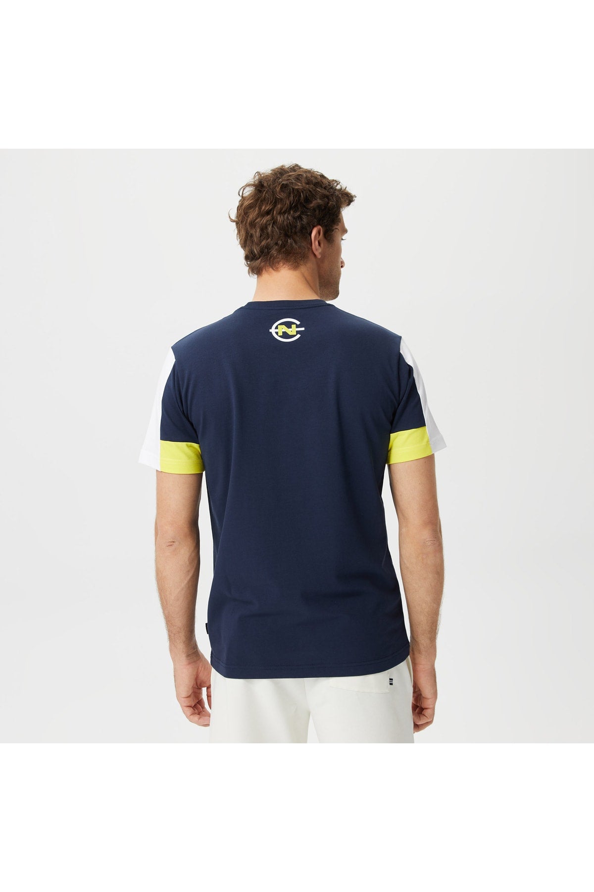 Men'S Navy Blue Color Block Standard Fit Short Sleeve T-Shirt