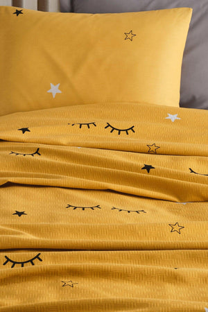 Natural Pique Printed Single Dide Yellow - Swordslife