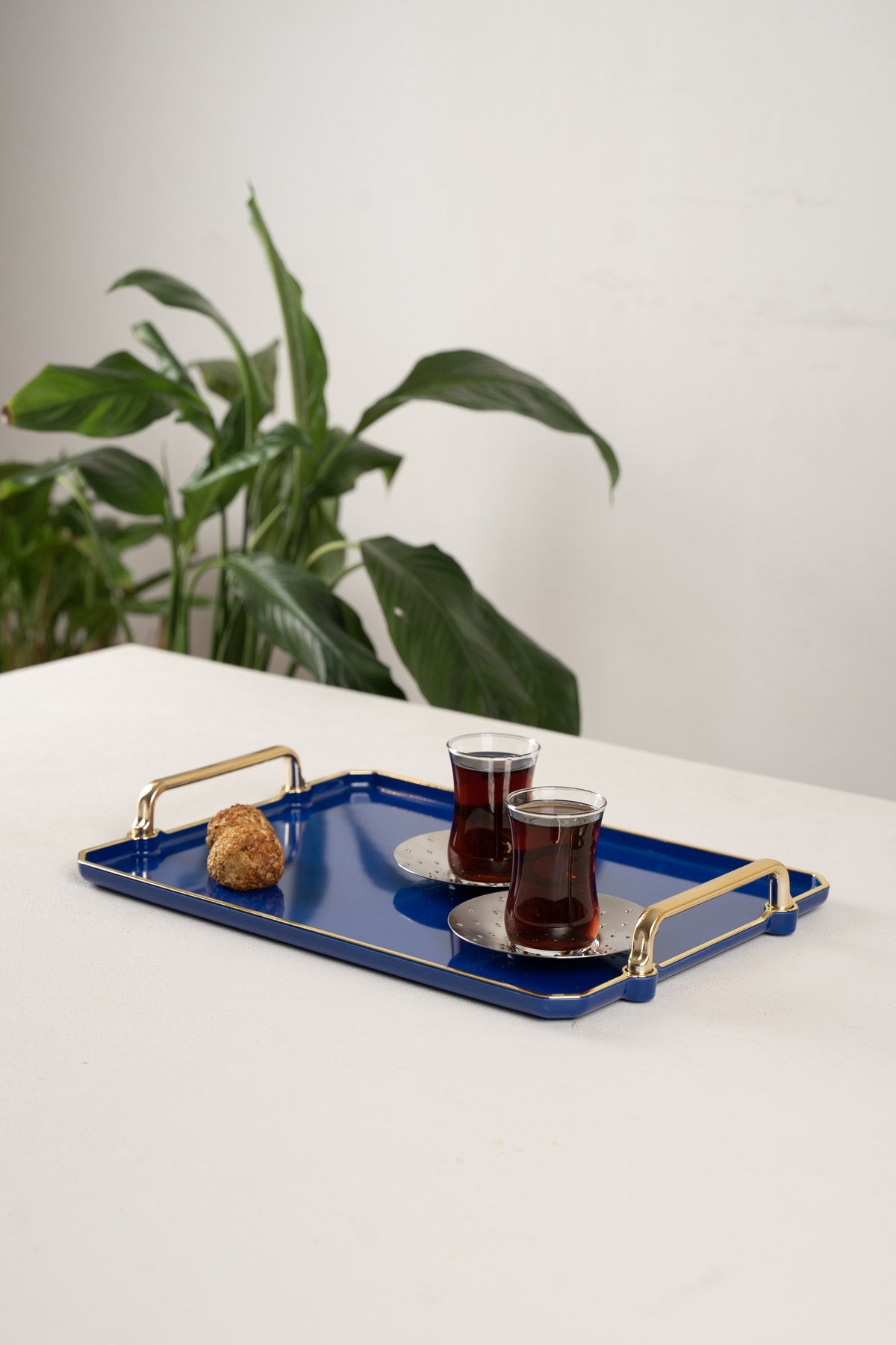 Navy Blue Tray Presentation Decorative Home Tableware Kitchen Tea Coffee Tray