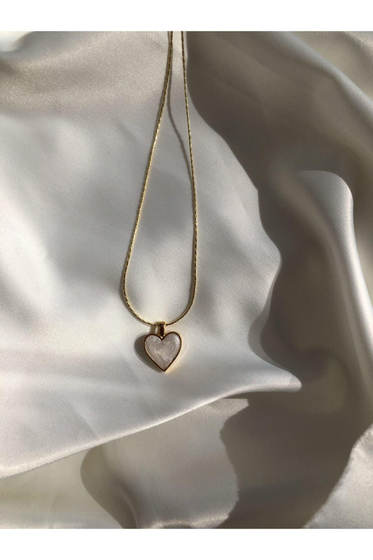 Women's Gold Plated Pearl Heart Necklace - Swordslife