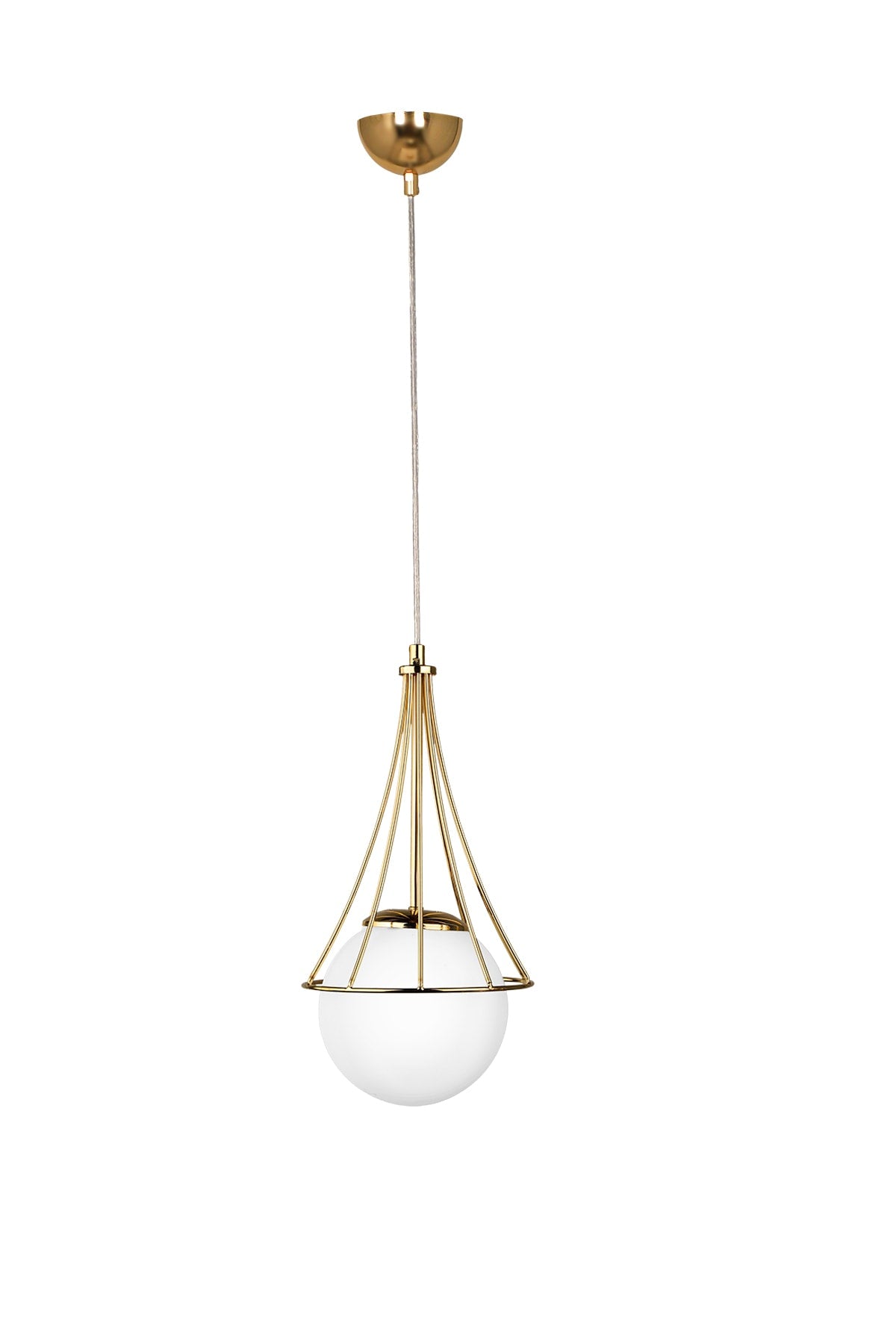 Lapis Single Chandelier Gold-White Glop Glass