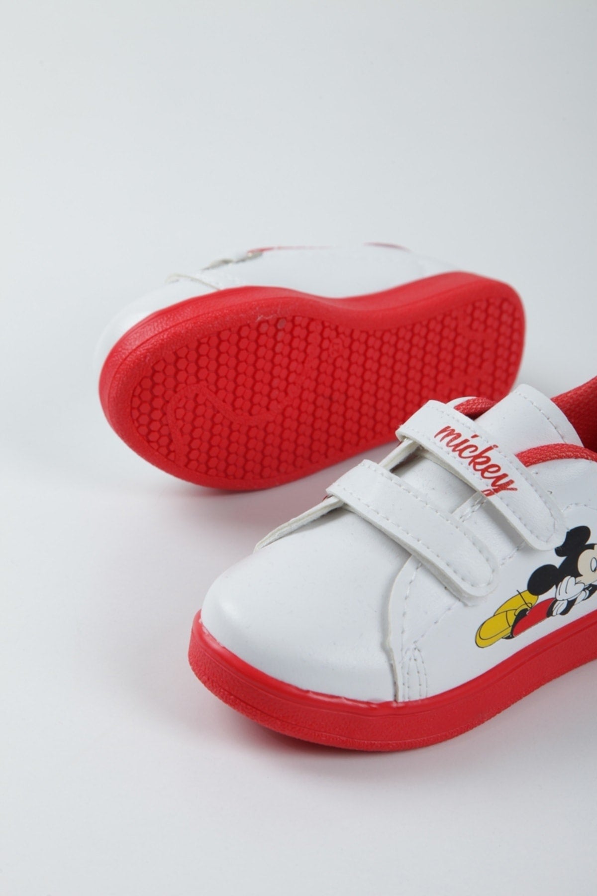 Unisex Kids White Red Velcro Casual Sneakers /red