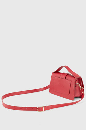 Women'S Red Leather Look Adjustable Crossbody Bag 229