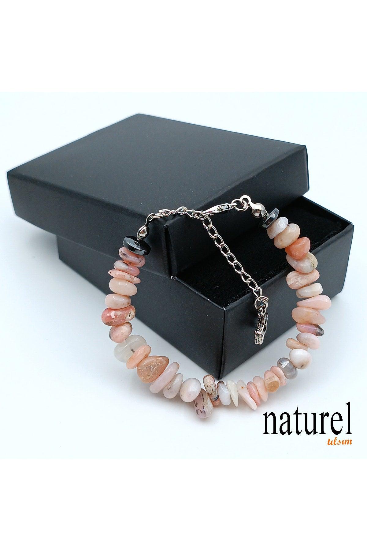 Natural Stone Pink Opal Women's Bracelet - Broken Natural Stone - Gift Bracelet - Swordslife