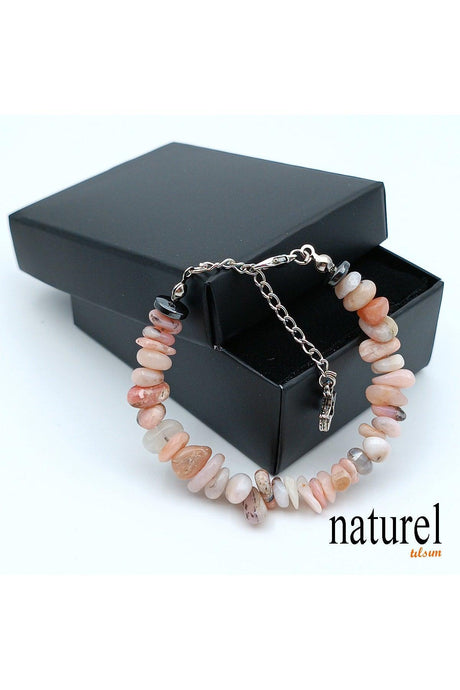 Natural Stone Pink Opal Women's Bracelet - Broken Natural Stone - Gift Bracelet - Swordslife