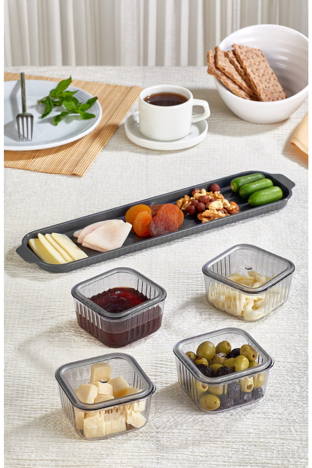 Tall 4-Compartment Covered Breakfast Set