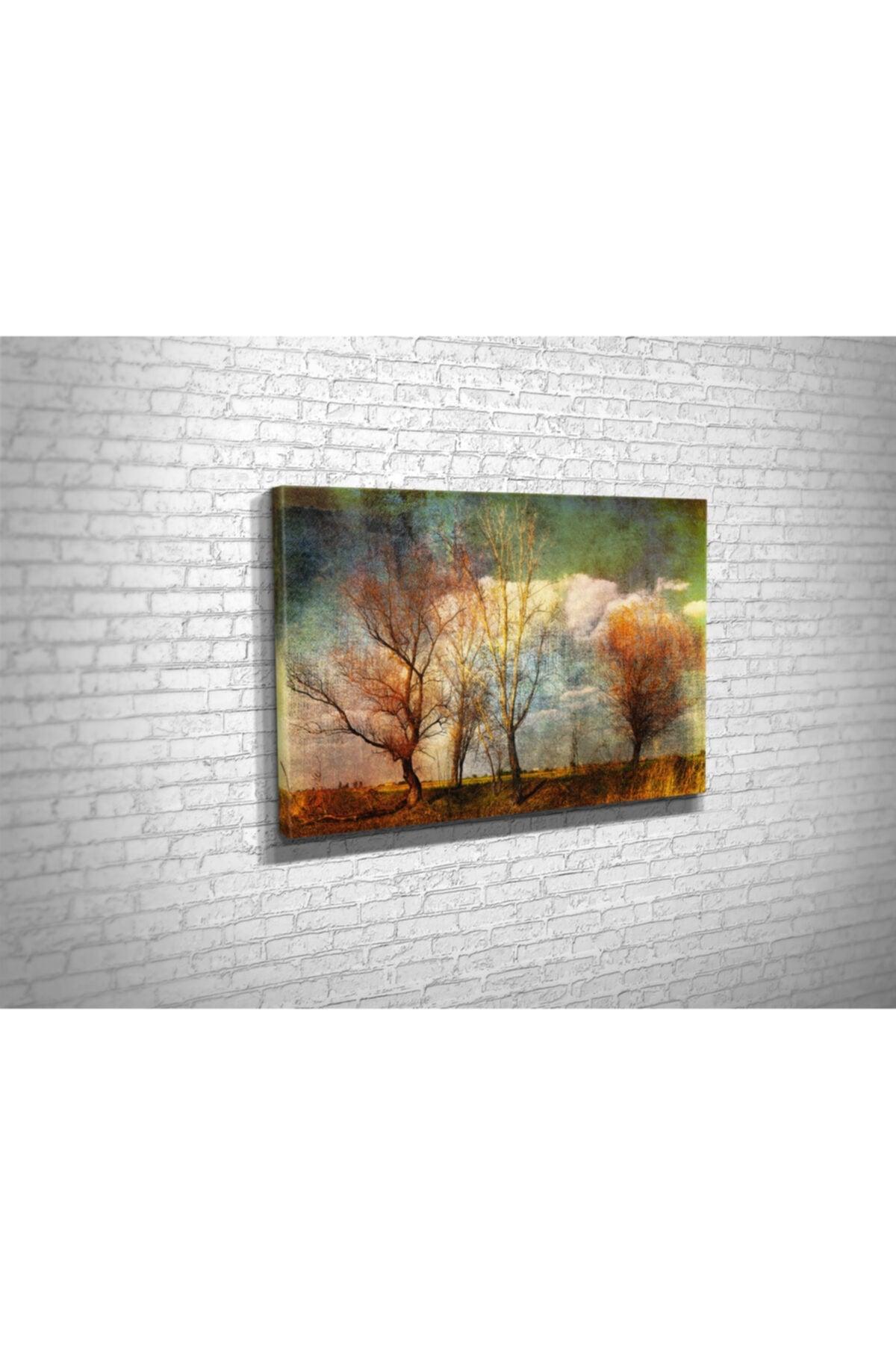 Orange Oil Painting Trees Canvas Print - Swordslife