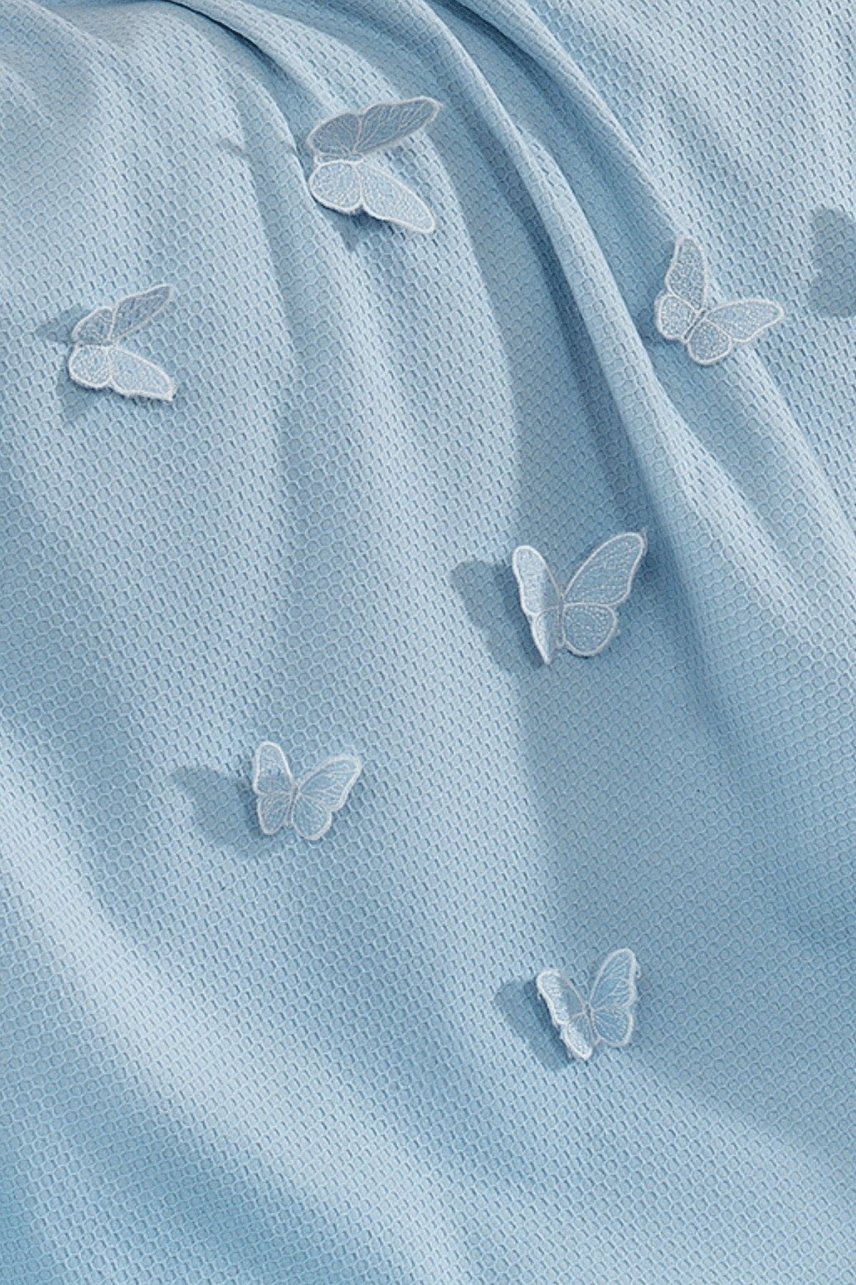 5 Pieces 100% Cotton 3D Butterfly Pattern Baby Duvet Cover Set Blue