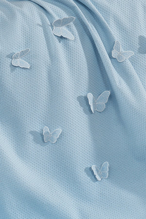 5 Pieces 100% Cotton 3D Butterfly Pattern Baby Duvet Cover Set Blue