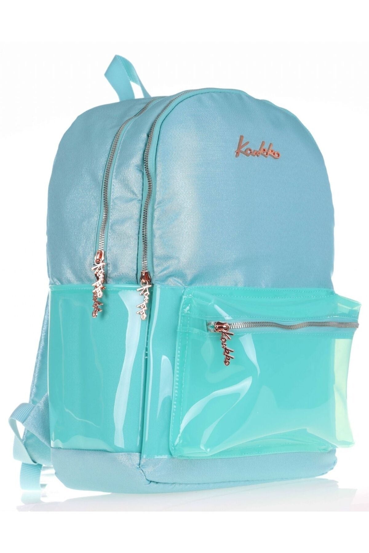 Transparent Turquoise School Backpack and Pencil Holder Set - Middle School-High School