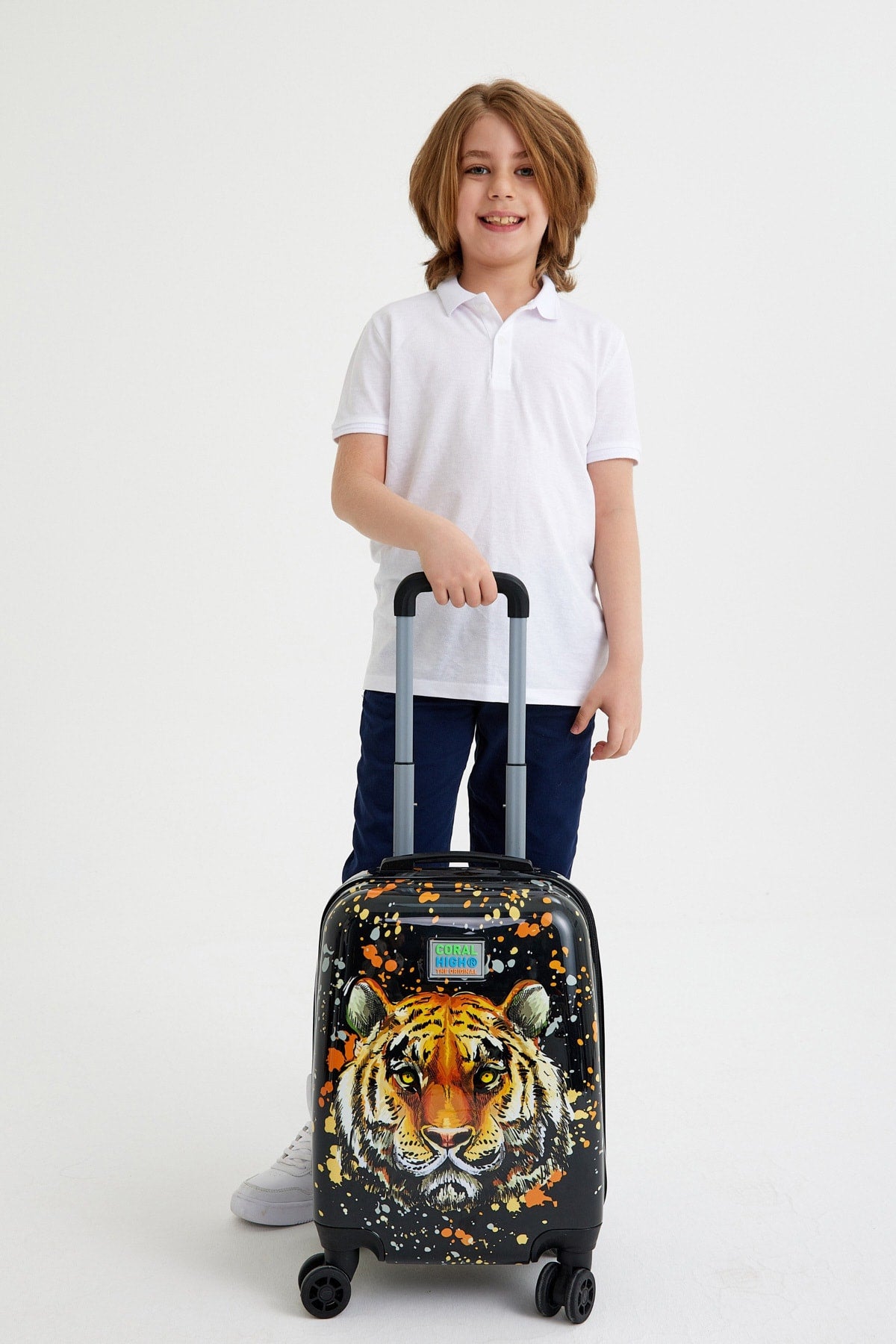 Kids Black Tiger Patterned Luggage 16758