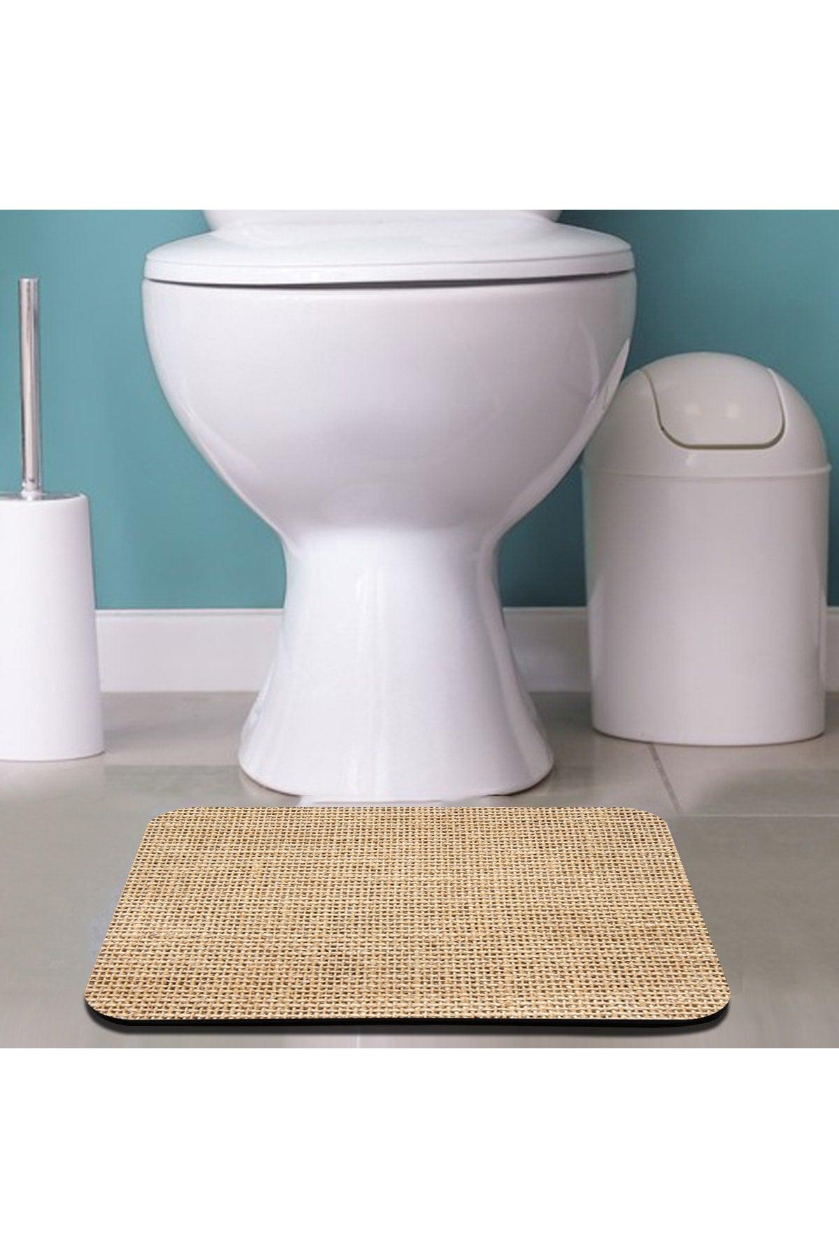 Else Jute Patterned Patterned Non-Slip Floor Washable Single Closet Front Small Bath Mat - Swordslife