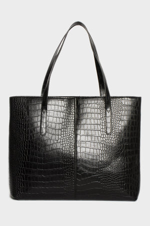 Women'S Crocodile Pattern 2-Sleeve Zippered Large Size Bag Shoulder Bag, Clutch Bag, Laptop Bag