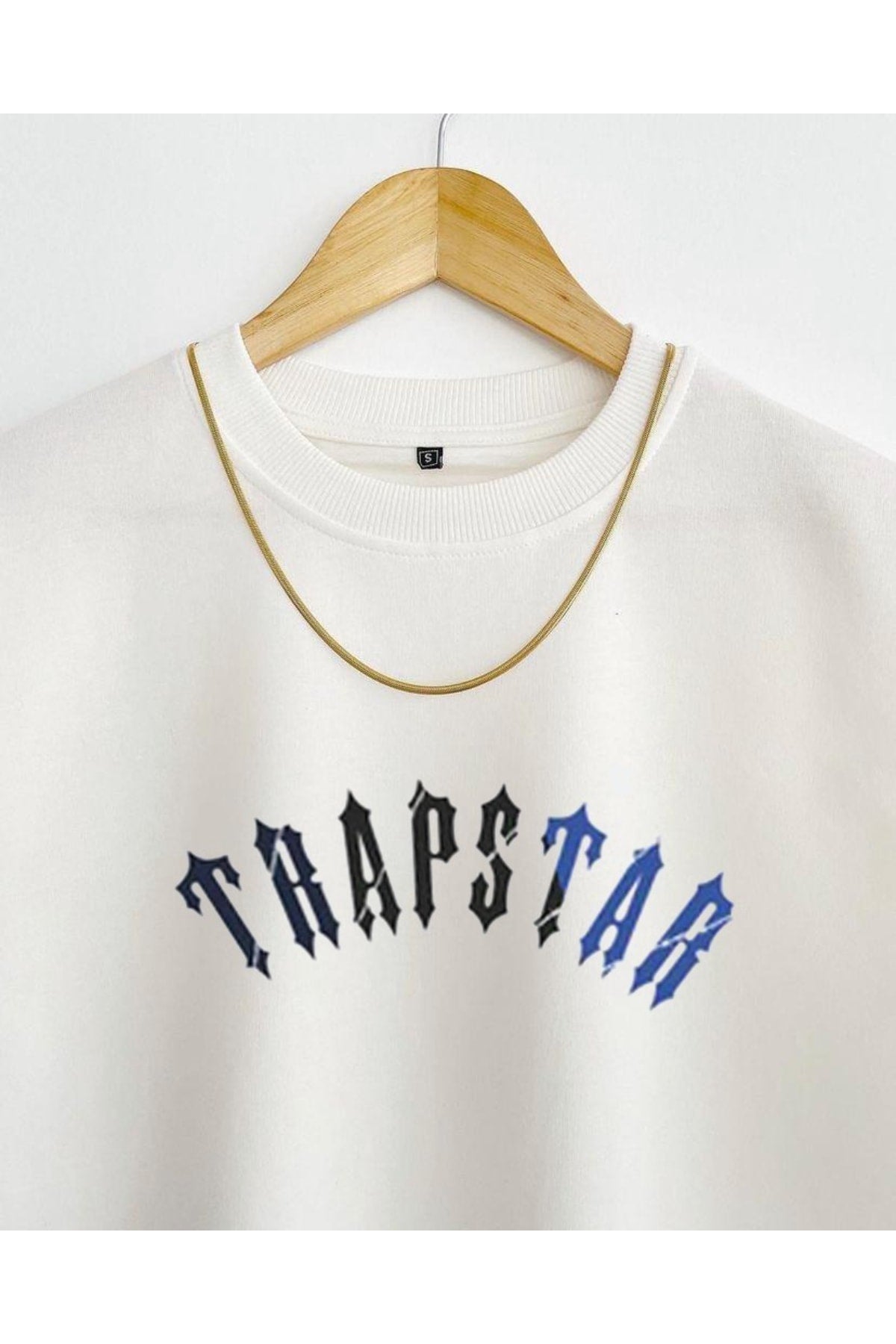 Unisex White Trapstar Printed Oversize Crew Neck Short Sleeve Cotton T-Shirt