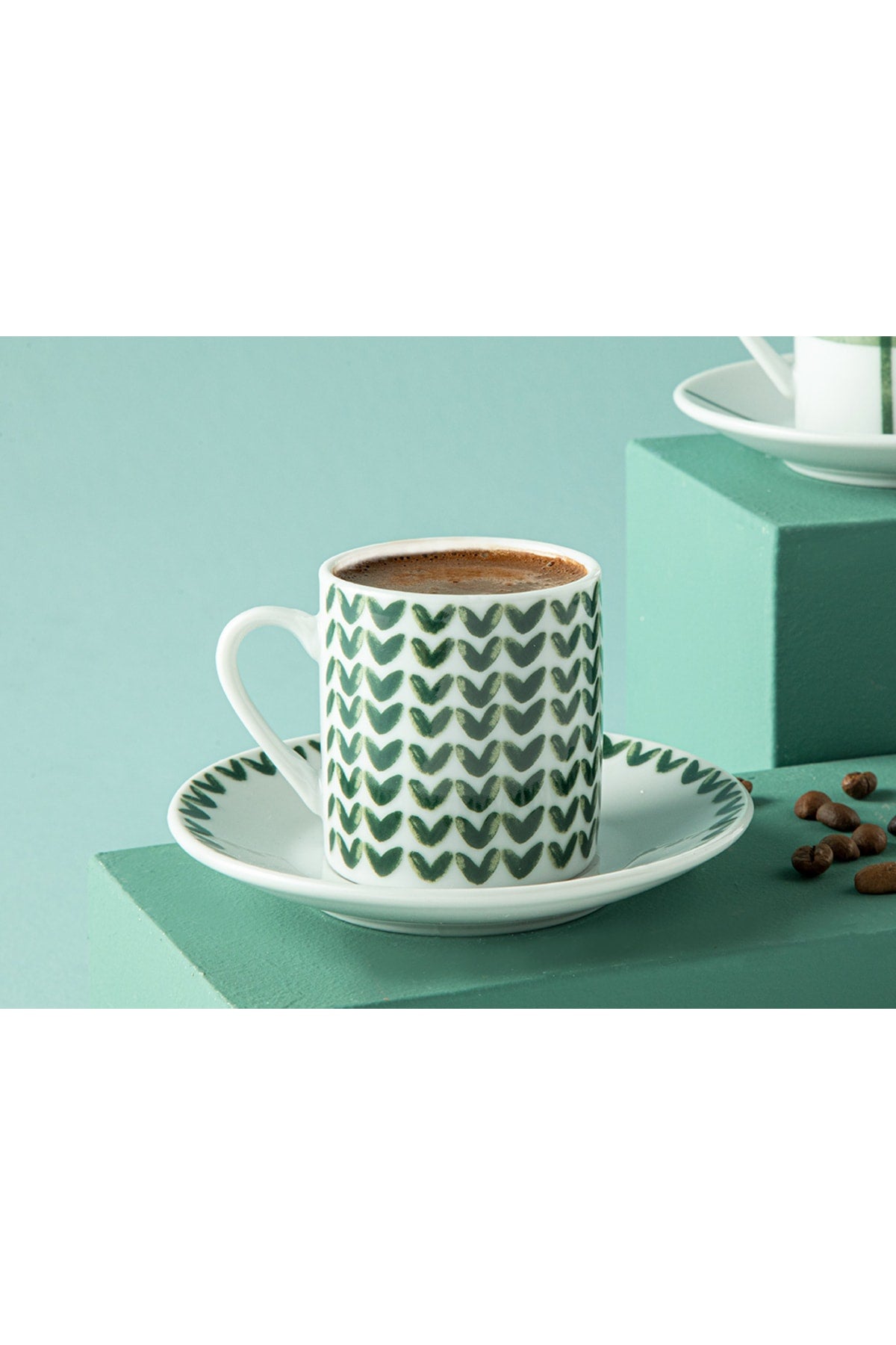 Leno Porcelain Set Of 2 Coffee Cups 80 Ml Green