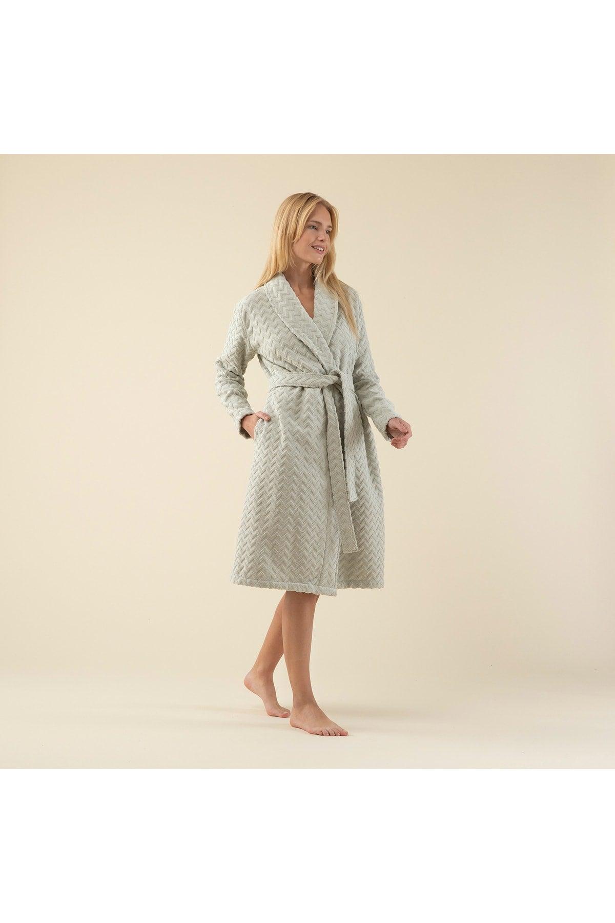 Zigzag Women's Bathrobe Sage - Swordslife