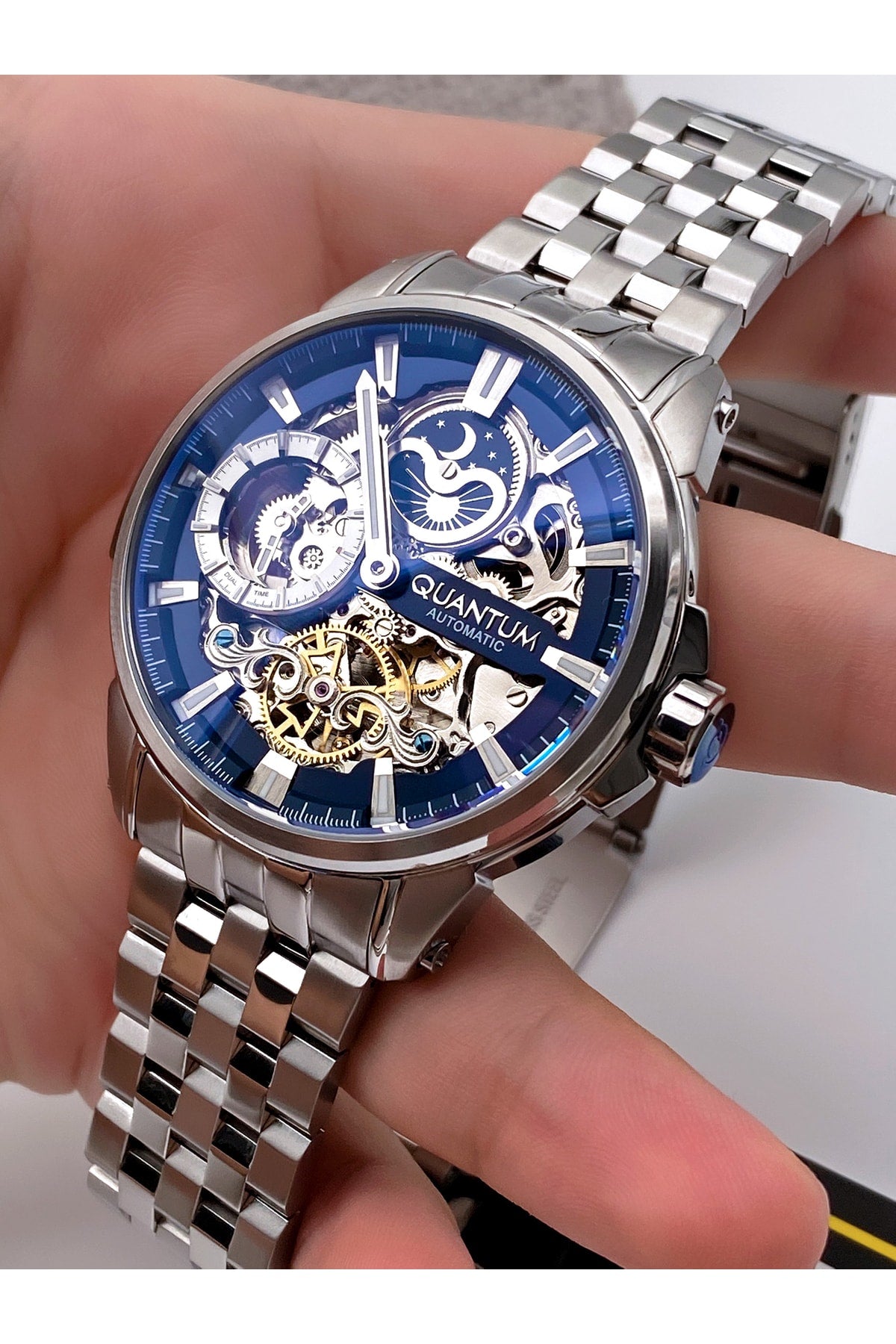 Automatic Luxury Men's Wristwatch & Sc Silver Collection Bracelet