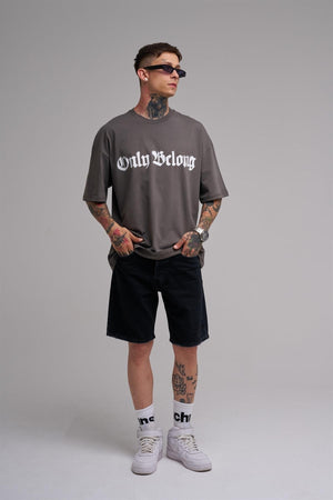 Unisex Large Size Only Belong Printed Cotton T-Shirt Smoke