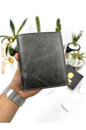 Genuine Leather Tumbled Gray Gentle Handy Men'S Wallet