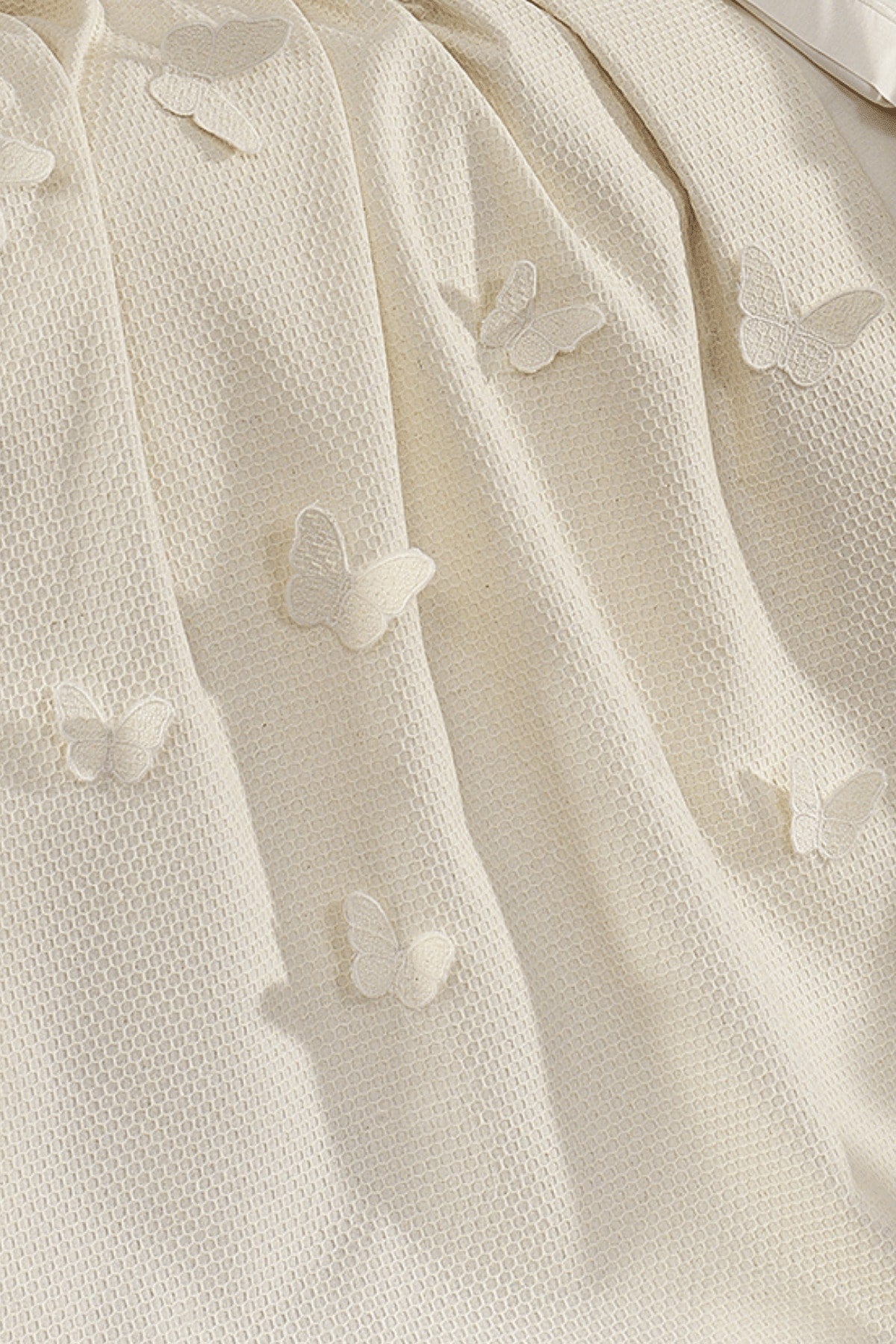 5 Pieces 100% Cotton 3D Butterfly Pattern Baby Duvet Cover Set Cream