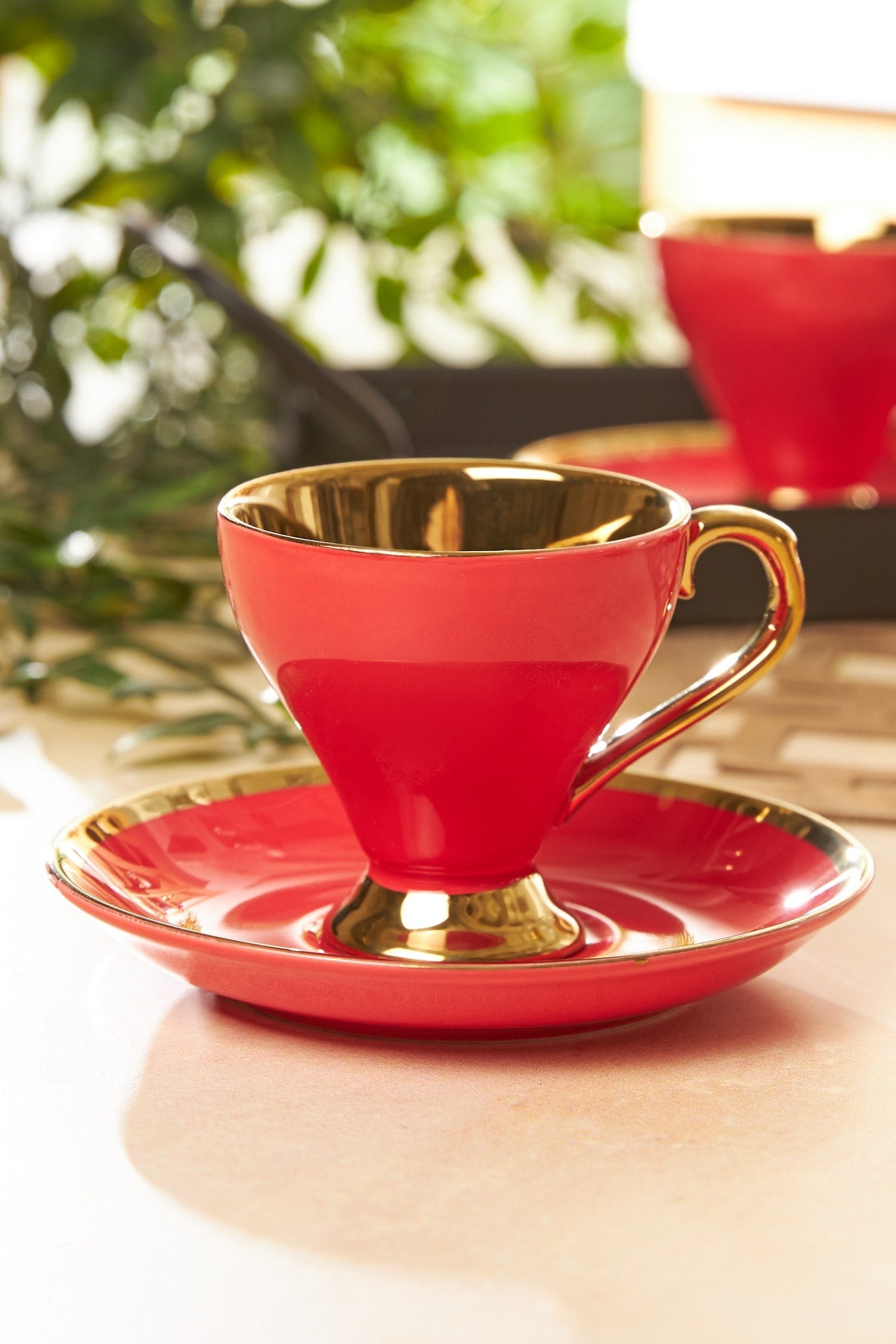Luxury Red Set Of 6 Coffee Cups 90 Ml