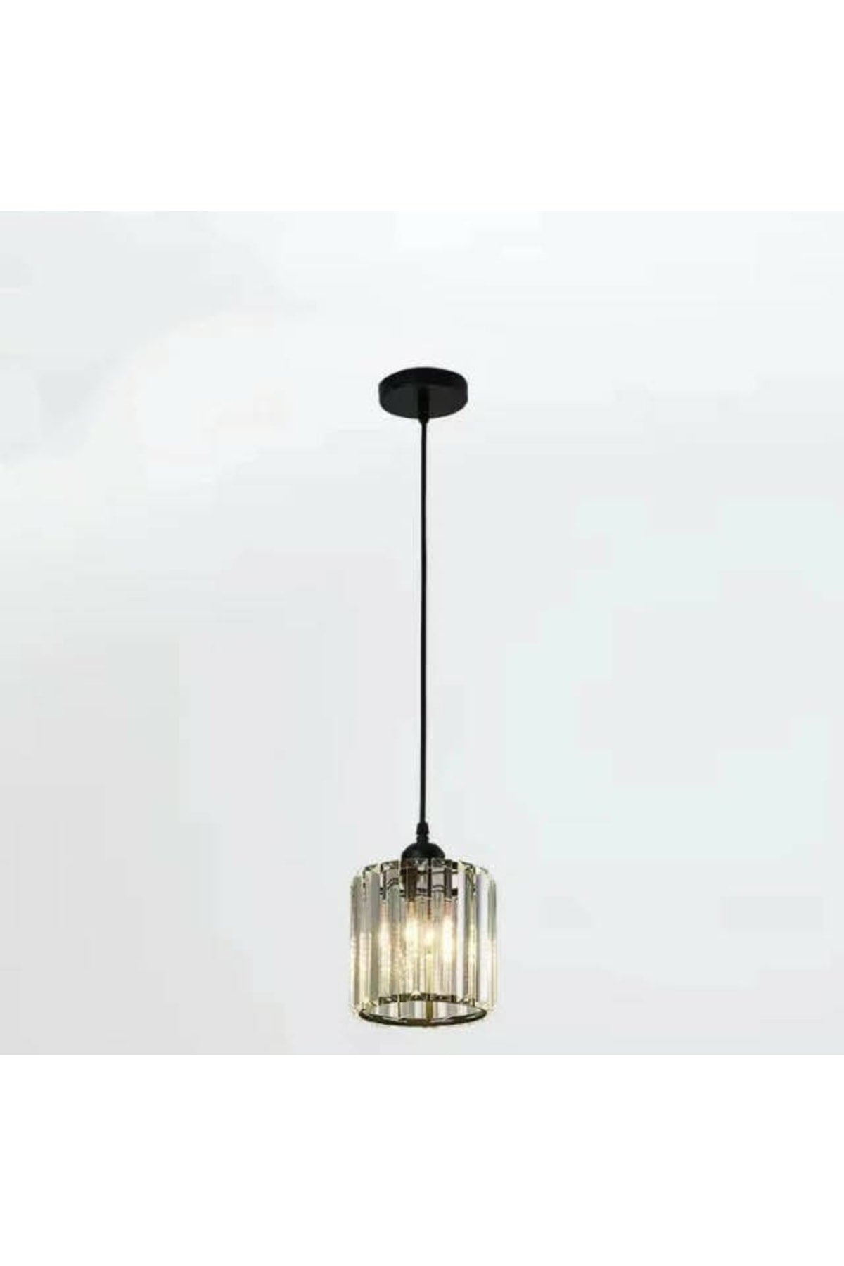 Pendant Lamp Single Black Y-15 (PLAF. TESİSAT) Crystal Stone Chandelier