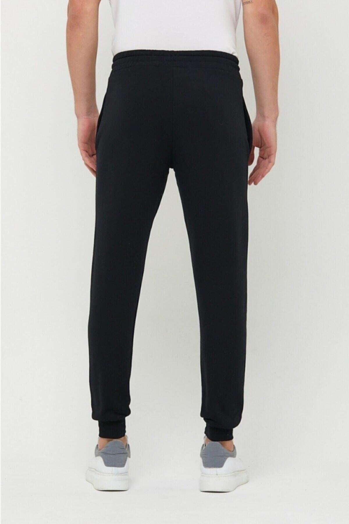 Men'S Summer Sweatpants Slim Fit Jogger Black Cotton Fabric