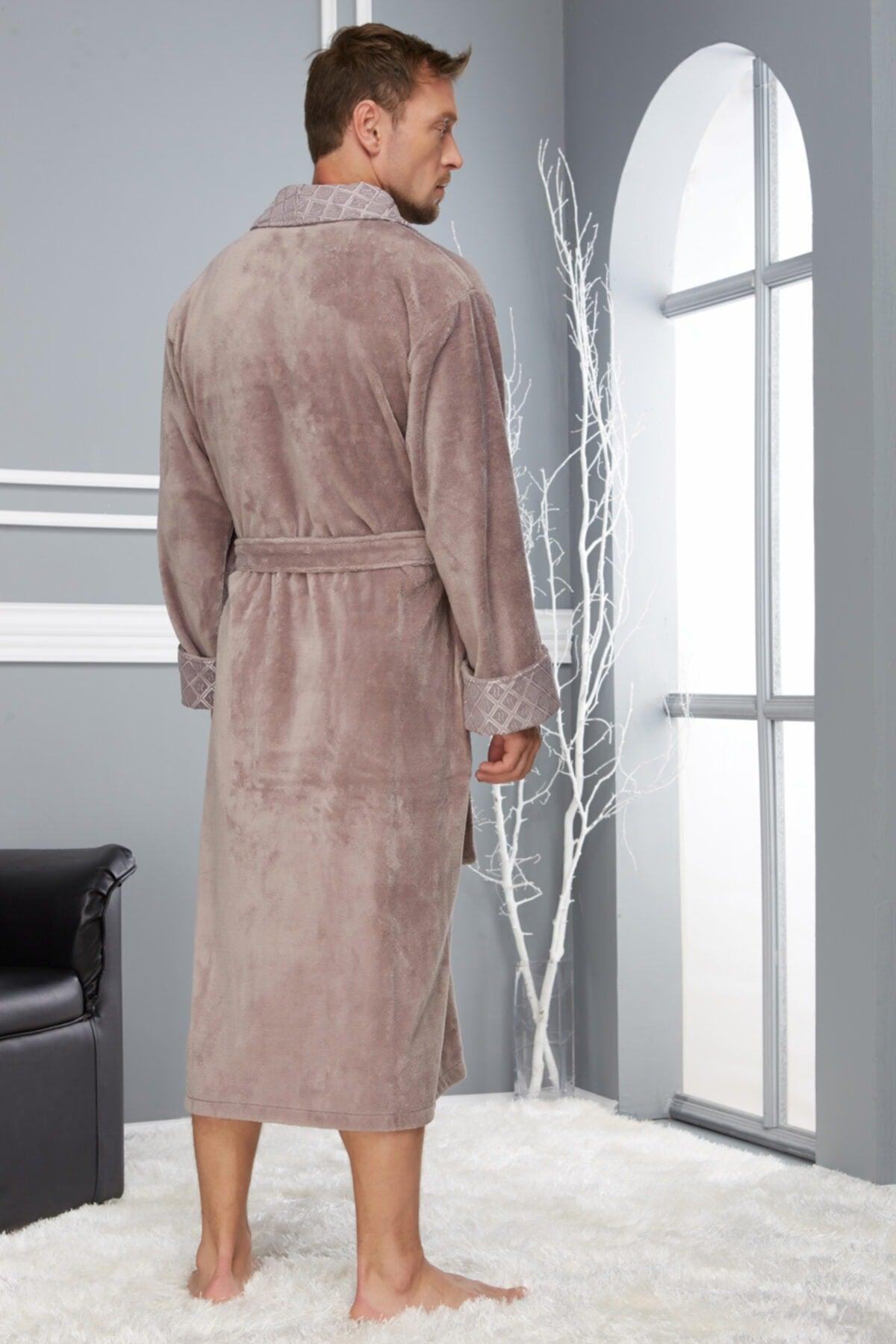 Men's Stone Collar Quilted Bamboo Cotton Bathrobe - Swordslife