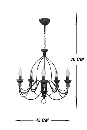 Calista 5-Piece Black Chandelier