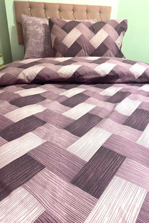 Zigzag Plum 4-Piece Elastic Bed Sheet Single (100X200 CM) Duvet Cover Set - Swordslife