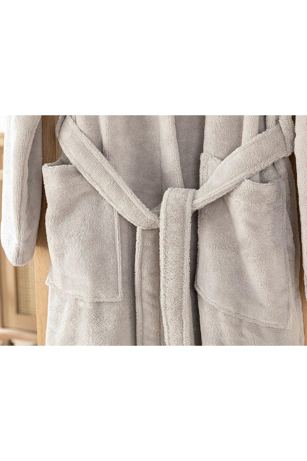 Softy Triga Cotton Hooded Bathrobe L-xl Gray - Swordslife